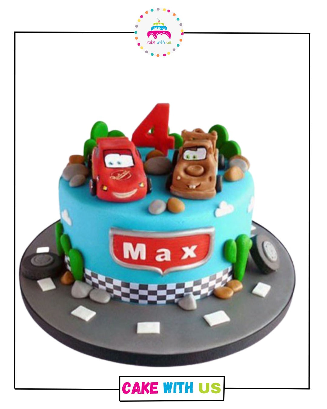 Race Cars Cartoon Cake