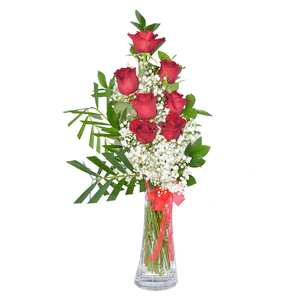 7 Roses In Vase