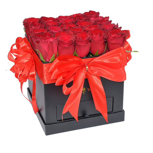 Red Roses In Square Box