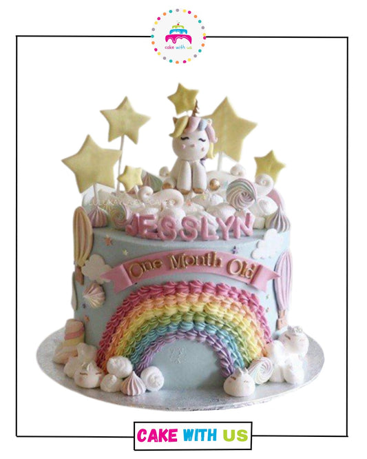 Unicorn Rainbow Star Cake For Girls