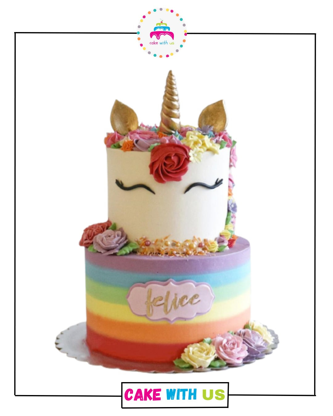 Two Tier Unicorn Cake For Girls