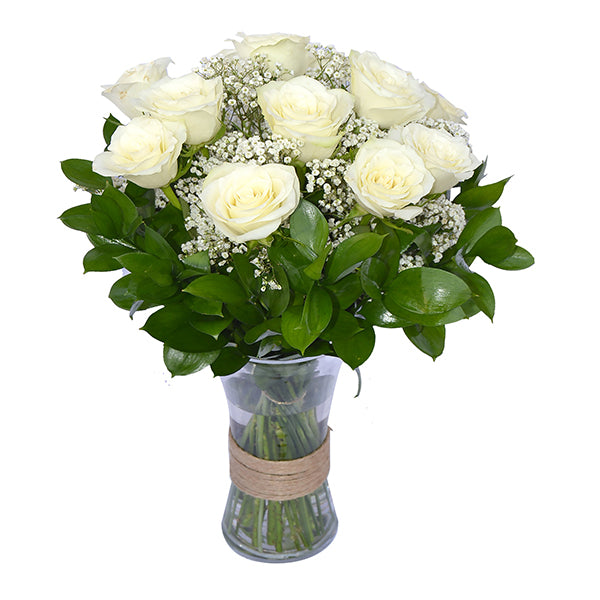 White Roses In Vase